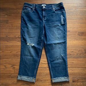 Lane Bryant Signature Fit Distressed High Rise Girlfriend Straight Jeans NWOT